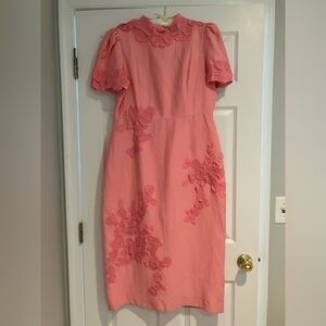 Antonio Melani Willow Floral Applique Mock Neck Short Sleeve Midi Dress